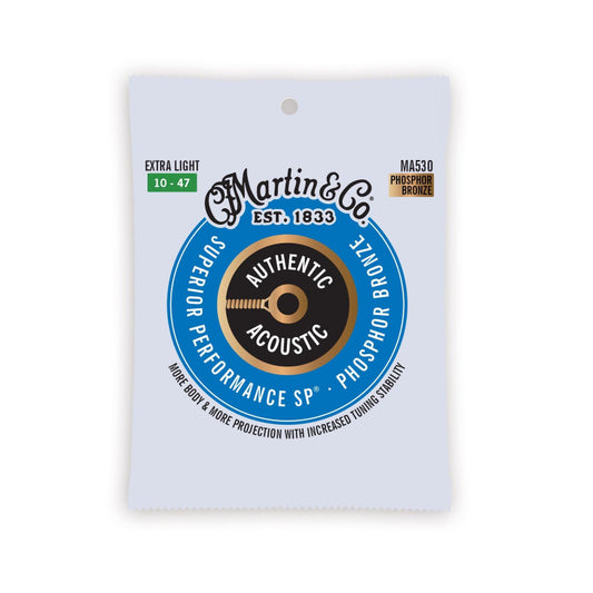 Martin MA530 Authentic Acoustic SP Guitar Strings Phosphor Bronze - Extra Light 10's