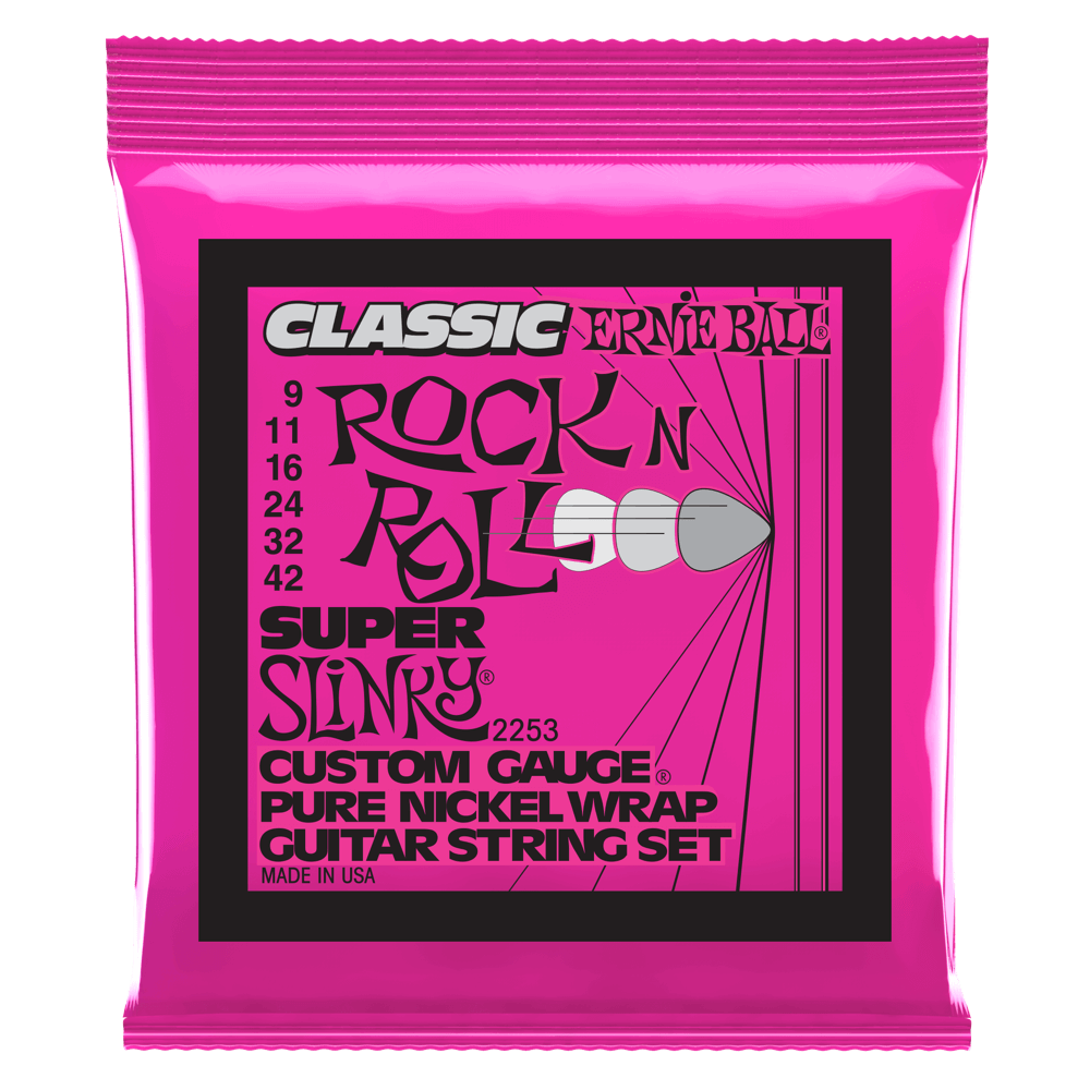Ernie Ball 2253 Super Slinky Classic Rock N Roll Electric Guitar Strings 9-42