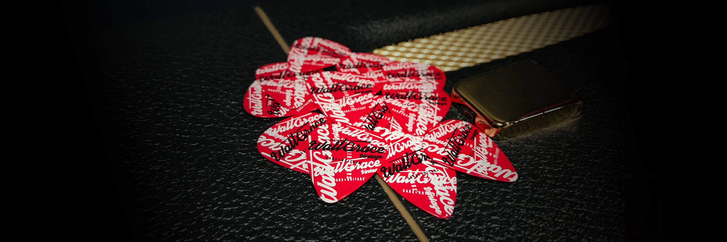 Walt Grace Vintage Picks on top of Marshall Head