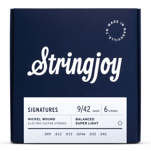 Stringjoy Signatures | Balanced Super Light Gauge 9-42 Nickel Wound Electric Guitar Strings