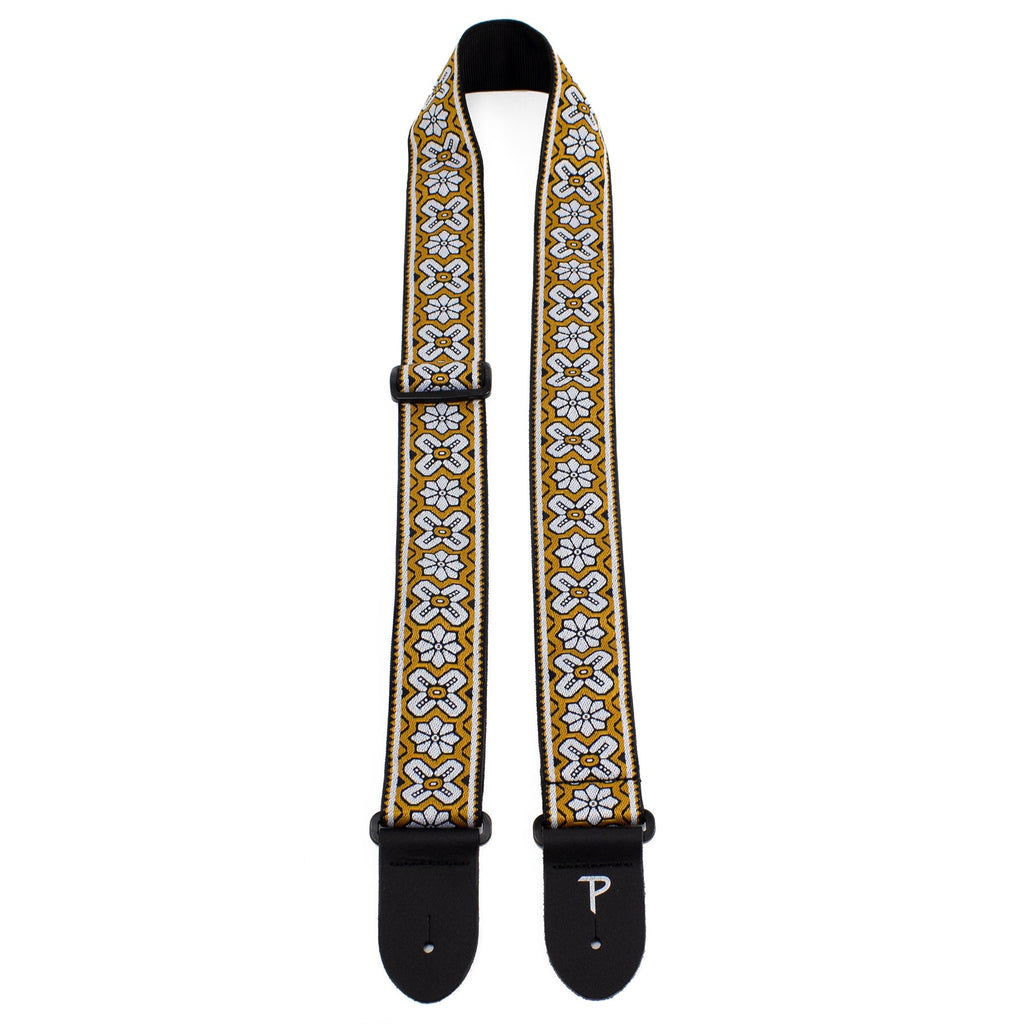 Gold Geo Floral Jacquard Guitar Strap