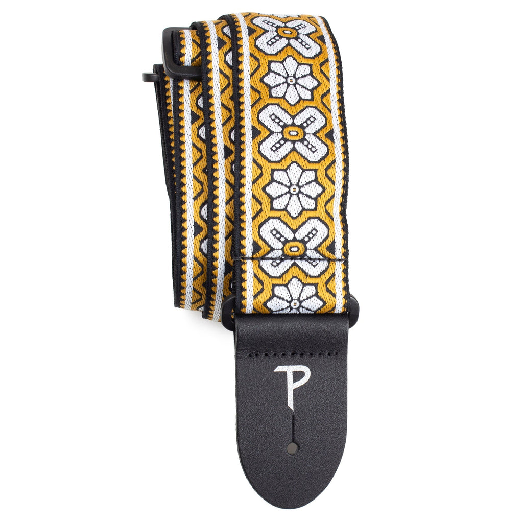 Gold Geo Floral Jacquard Guitar Strap