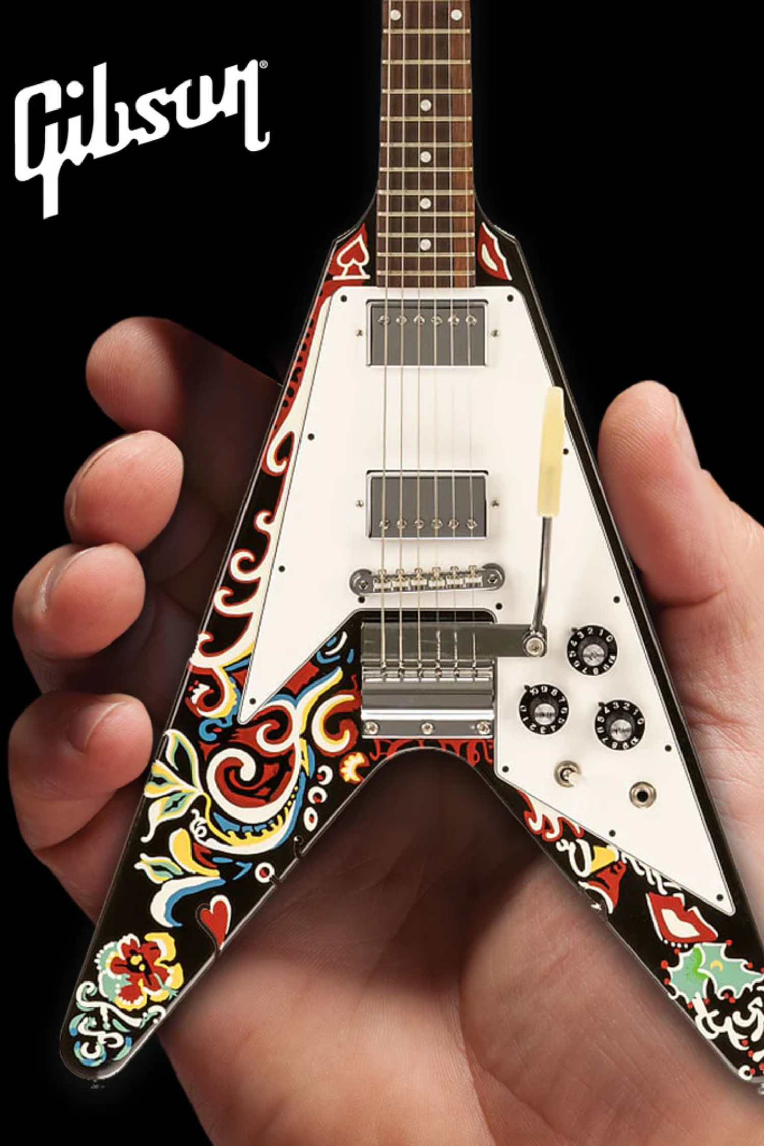 Jimi Hendrix Gibson Psychedelic Flying V - Mini Guitar