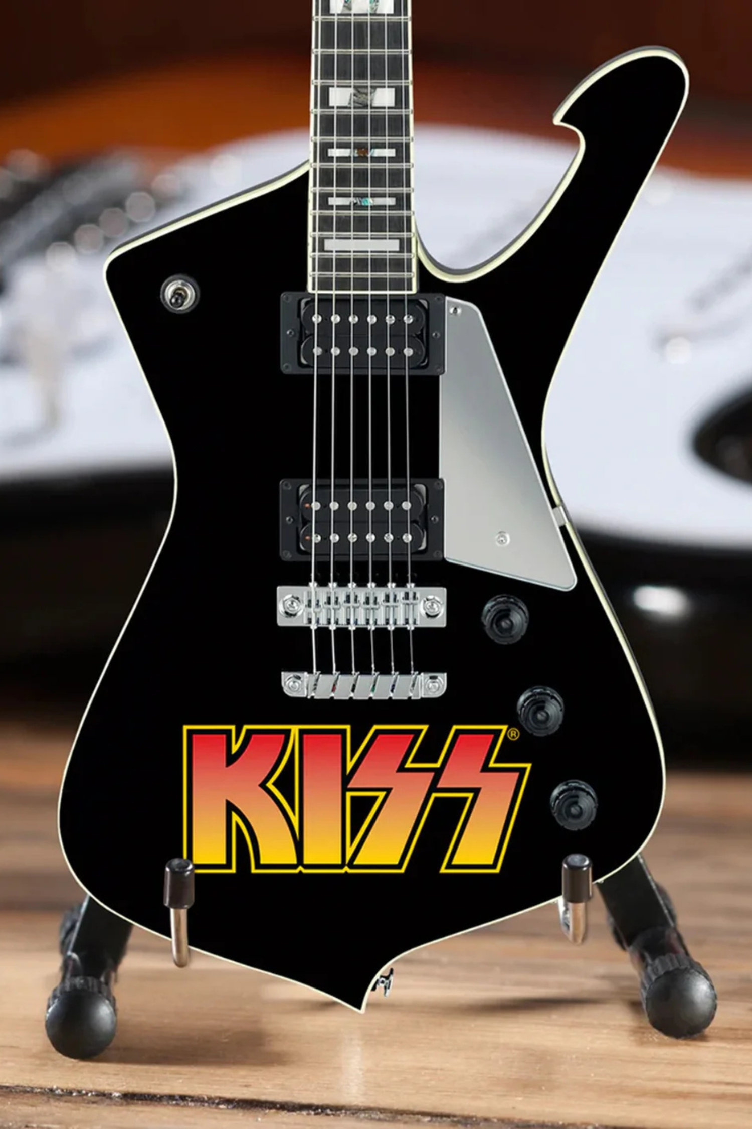 KISS Logo Paul Stanley IceMan - Mini Guitar – Walt Grace Vintage KISS Logo Paul Stanley IceMan - Mini Guitar – Walt Grace Vintage