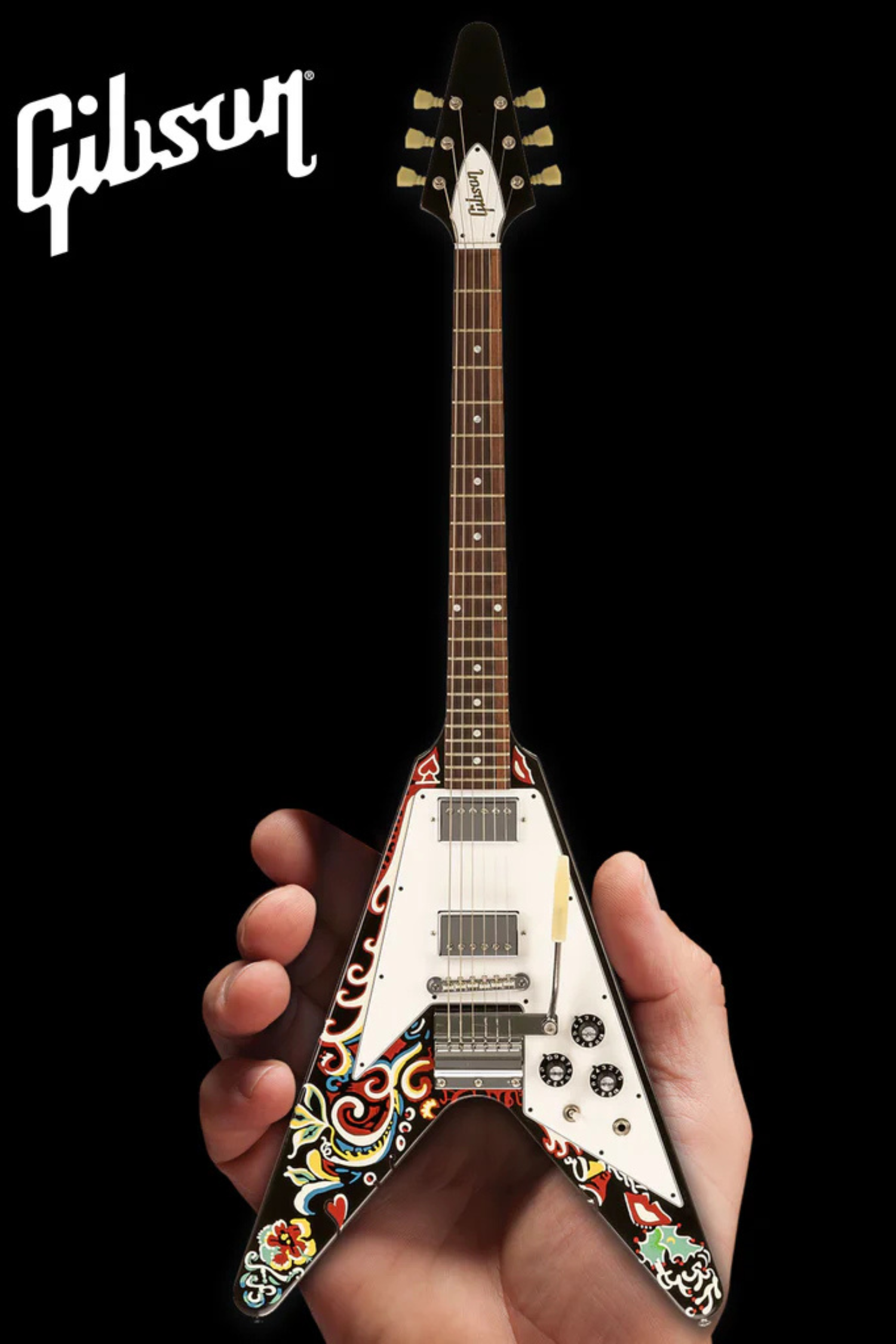 Jimi Hendrix Gibson Psychedelic Flying V - Mini Guitar