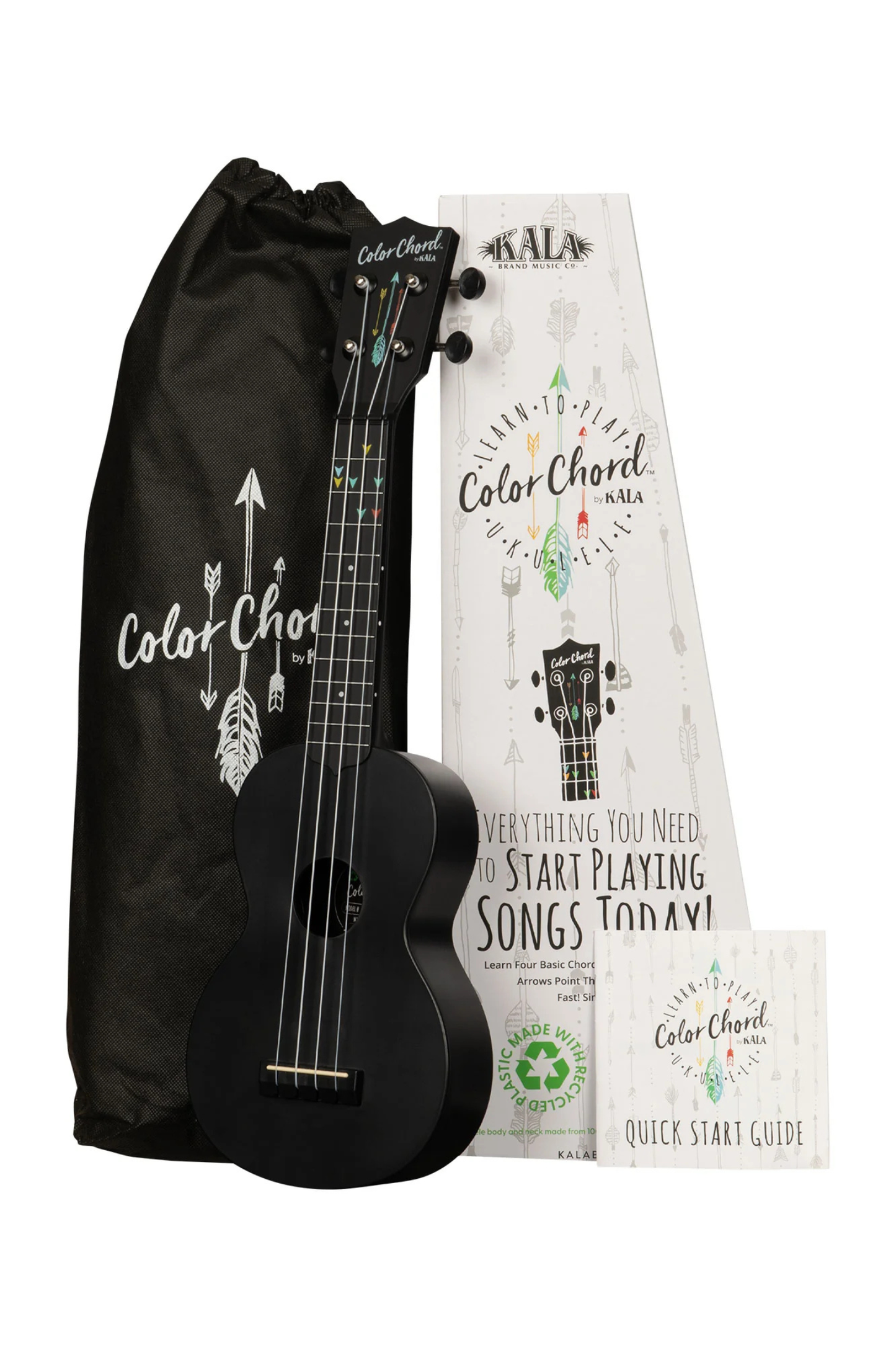 Kala Learn To Play Color Chord Soprano Ukulele Pack -  Black