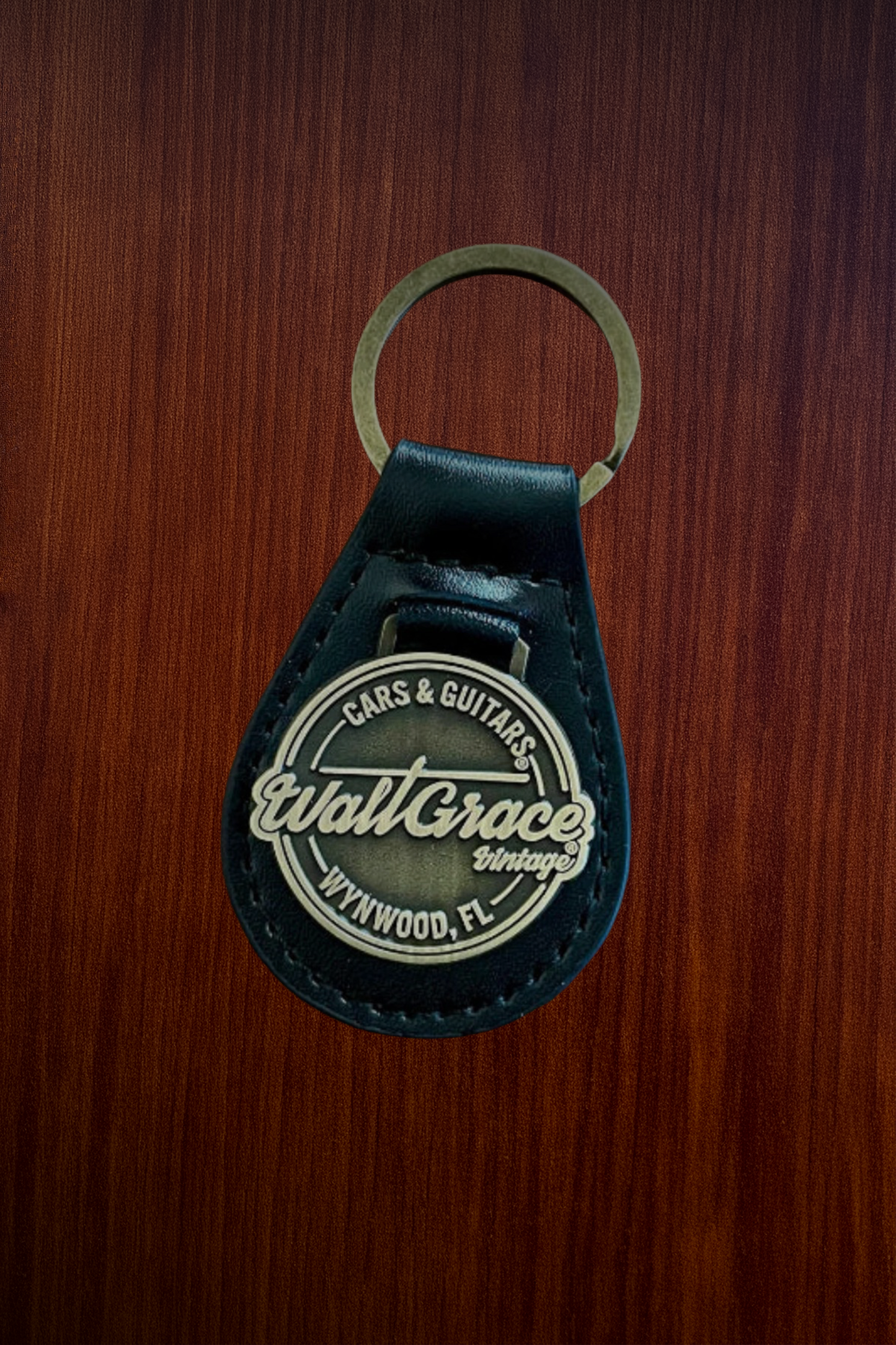 Walt Grace Vintage Brass & Leather Key Fob