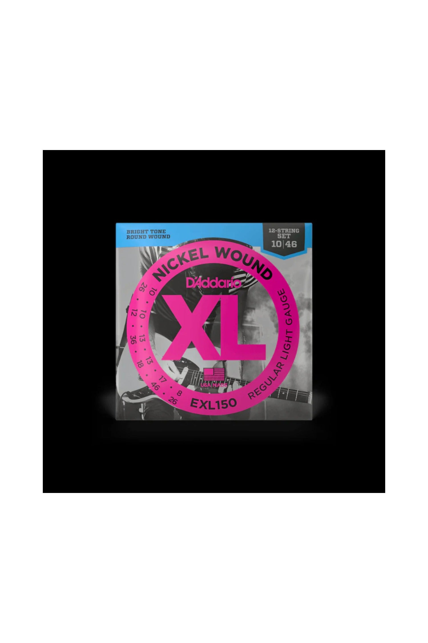 D’Addario EXL150 XL Nickel Wound Regular Light 10-46 12-String Set Electric Strings