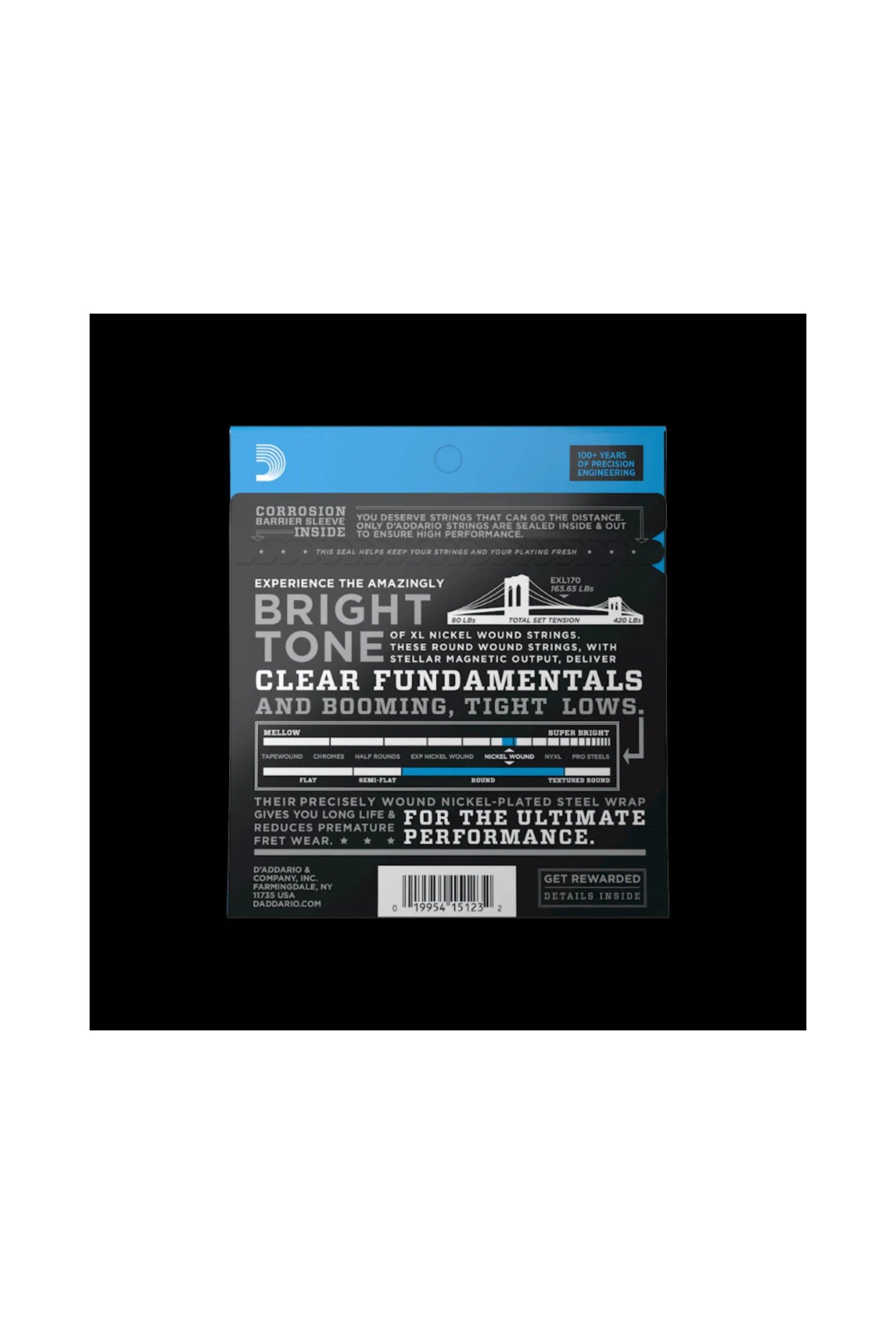 D'Addario - EXL170 XL Nickel Wound Regular Light Bass Strings 45-100