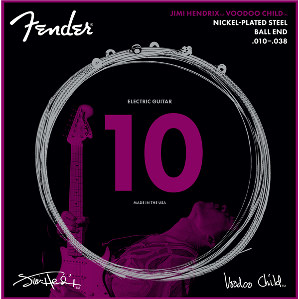 Fender Hendrix Voodoo Child Bullet End Nickel Plated Steel Electric Guitar Strings 10-38 - Walt Grace Vintage