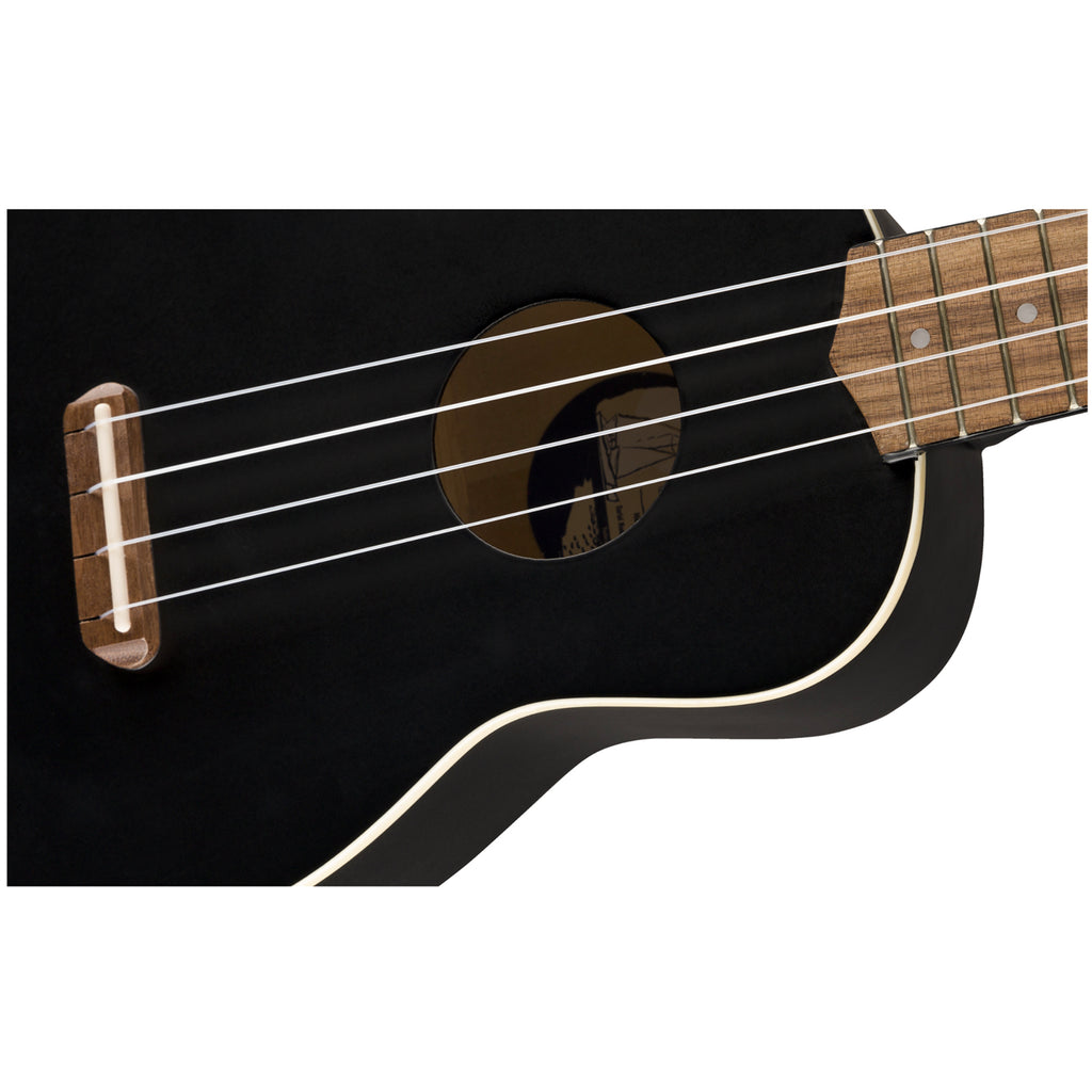 Fender Venice Soprano Ukulele Walnut Fingerboard - Black - Walt Grace Vintage