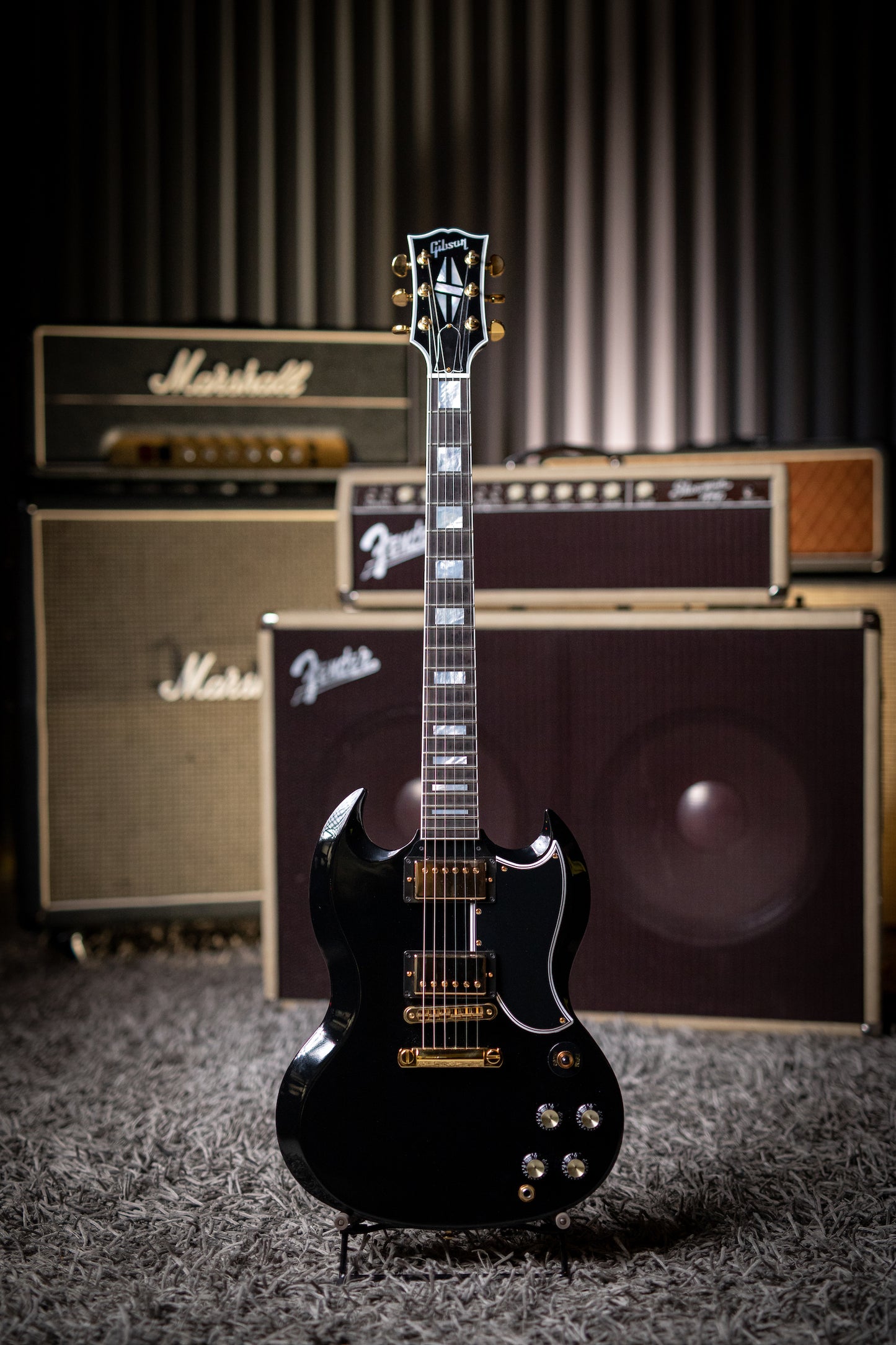 Gibson Custom Shop SG Custom Electric Guitar - Ebony - Walt Grace Vintage