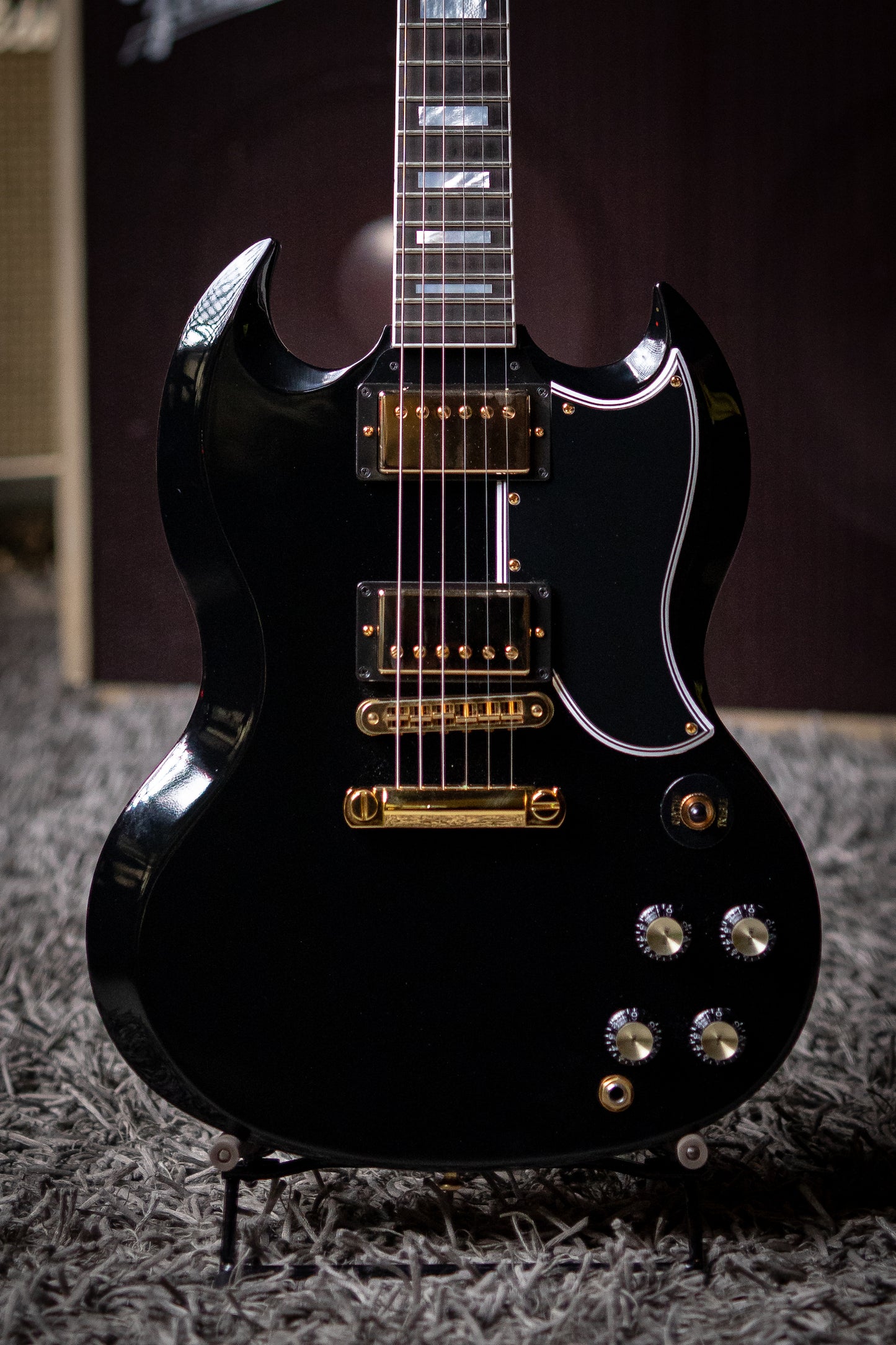 Gibson Custom Shop SG Custom Electric Guitar - Ebony - Walt Grace Vintage