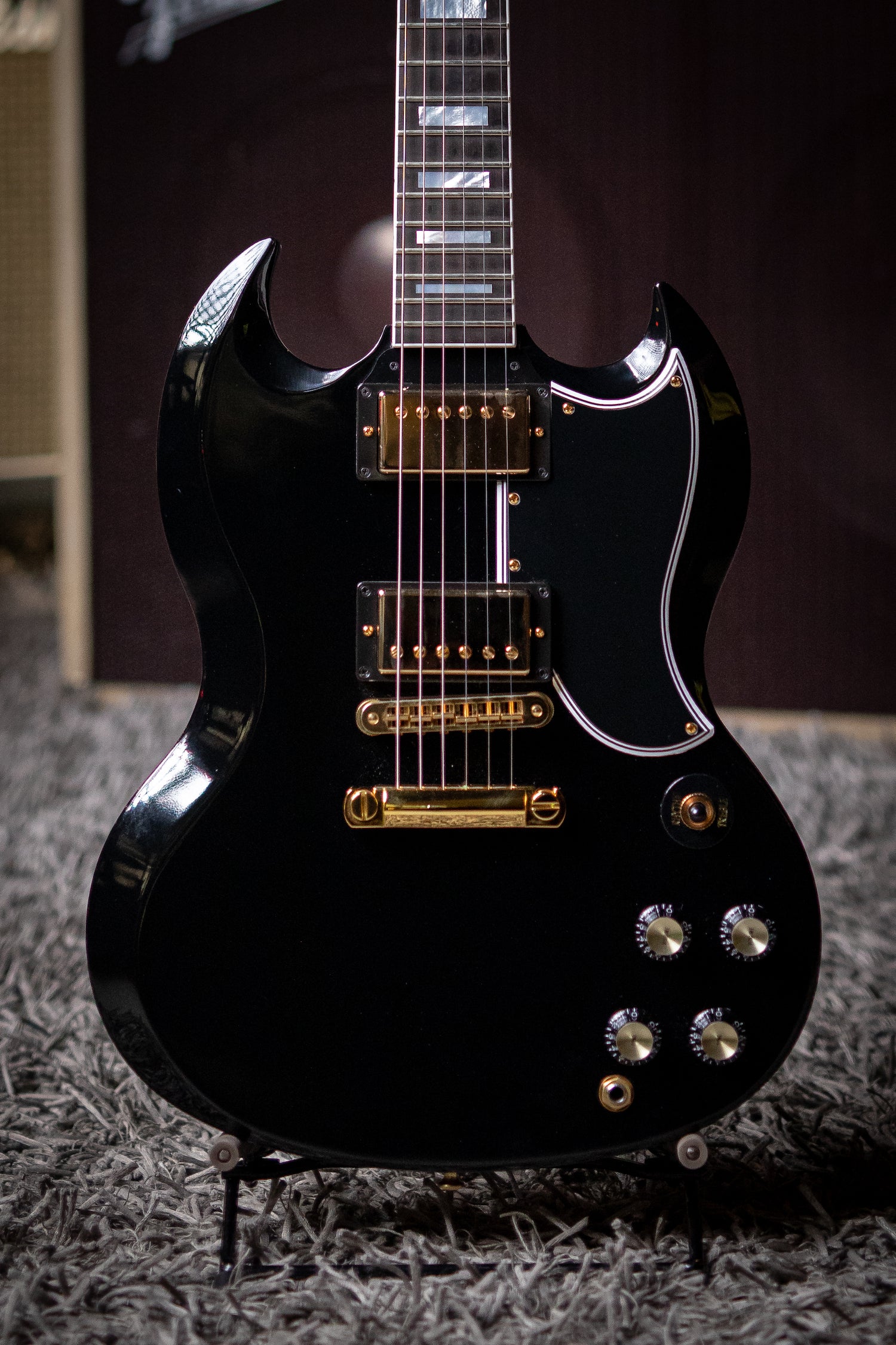 Gibson Custom Shop SG Custom Electric Guitar - Ebony - Walt Grace Vintage