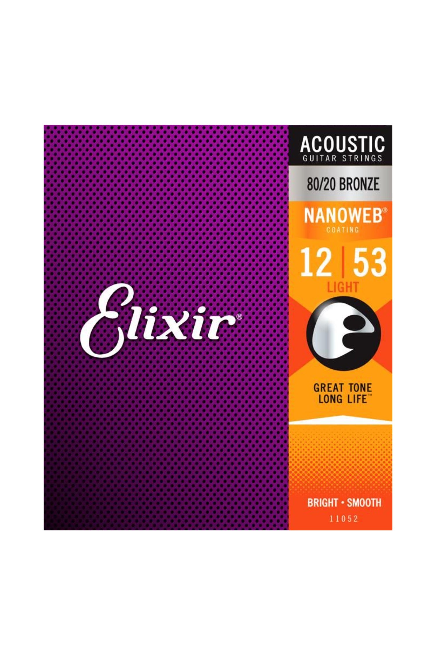 Elixir Strings Nanoweb 80/20 Acoustic Guitar Strings .012-.053 Light