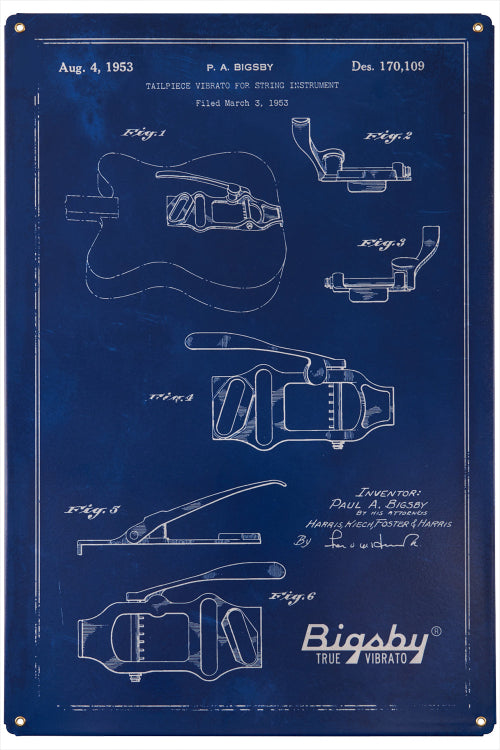 Bigsby Blueprint Tin Sign - 12"x18"