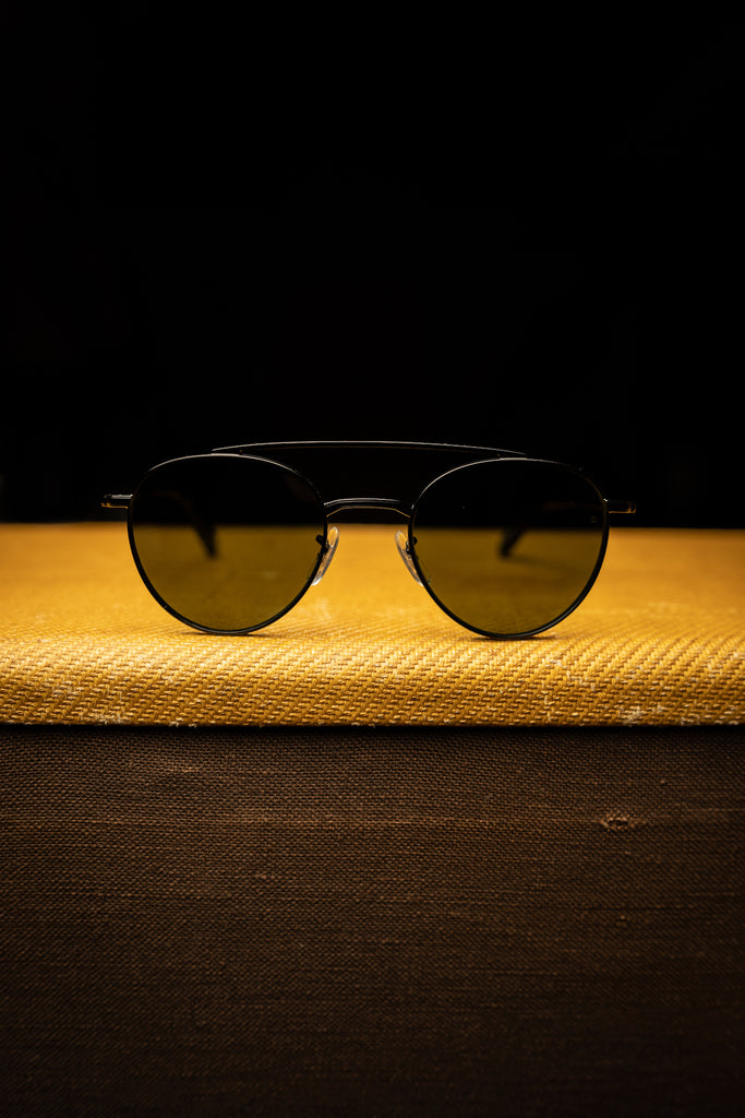 Johann Wolff Sunglasses - Zepellin in Matte Black w/ Green Polar Lenses