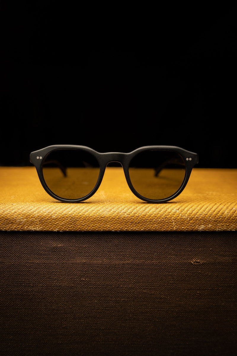 Johann Wolff Sunglasses - Morrison in Matte Black w/ Green Polar Lenses
