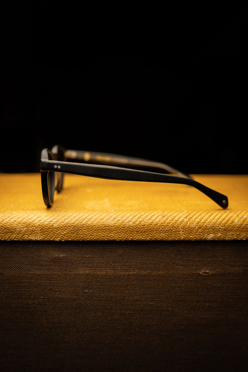 Johann Wolff Sunglasses - Morrison in Matte Black w/ Green Polar Lenses