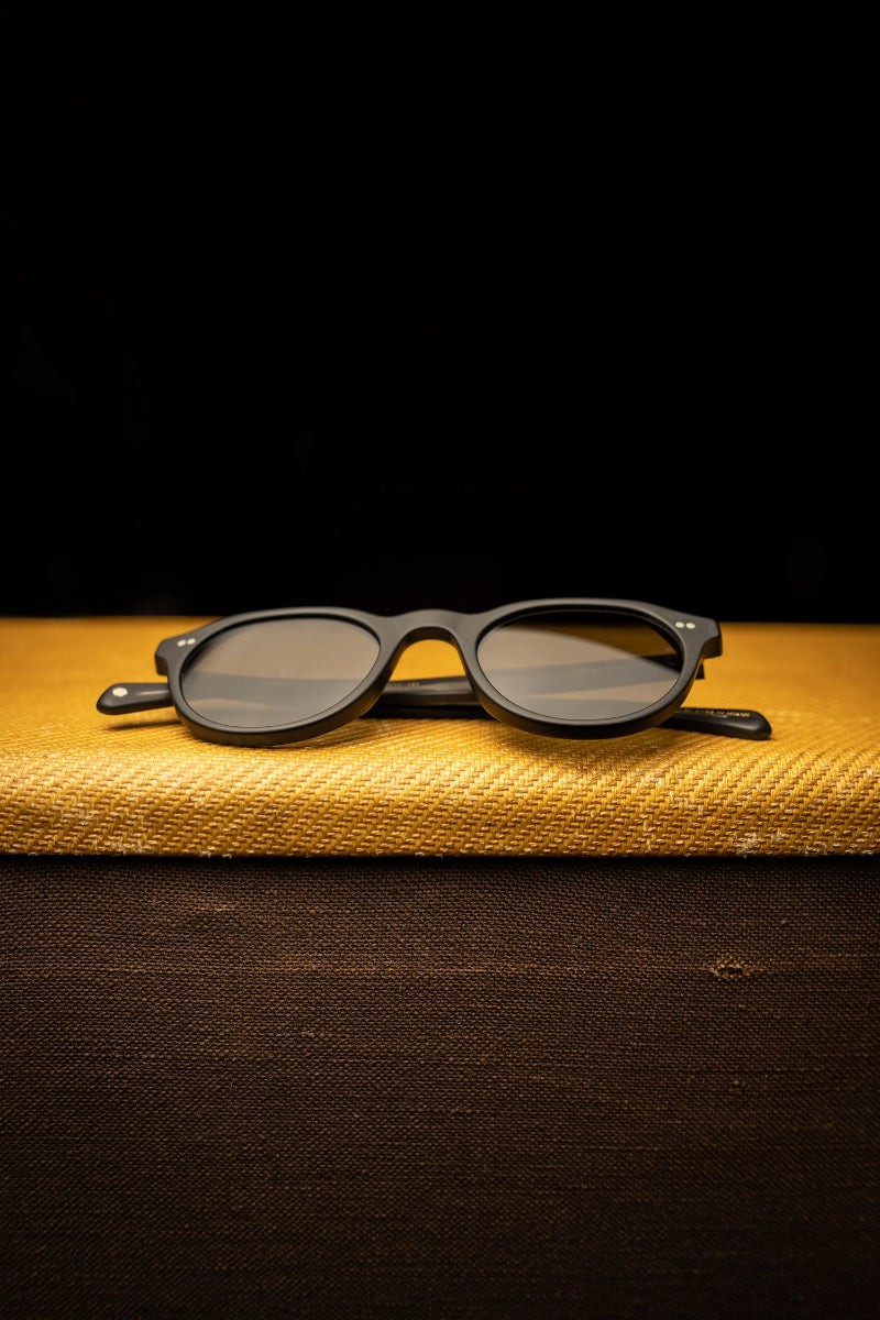 Johann Wolff Sunglasses - Morrison in Matte Black w/ Green Polar Lenses