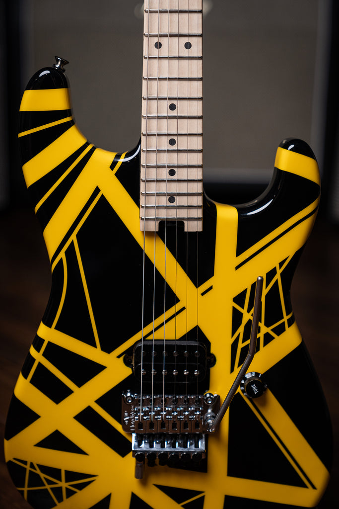 EVH Stripped Series Electric Guitar - Black with Yellow Stripes