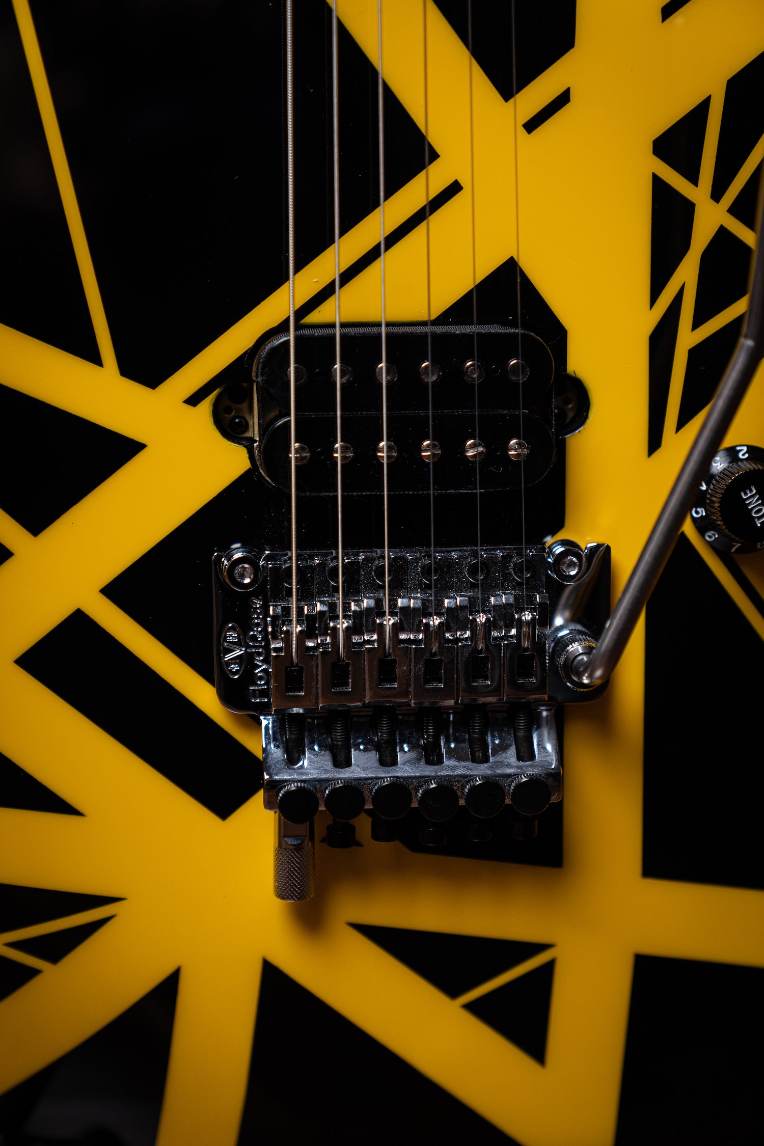 EVH Stripped Series Electric Guitar Black with Yellow Stripes