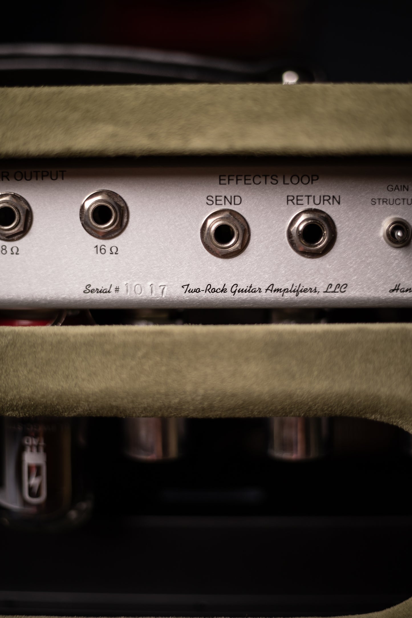 Two-Rock Studio Signature 35 Watt Tube Head and 12-65B 1x12 Extension Cabinet - Moss Green Suede, Silver Chassis, Vintage Gold Grill, Silver Knobs