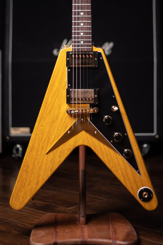 Gibson Custom Shop Korina Flying V Black Pickguard Electric Guitar - Natural