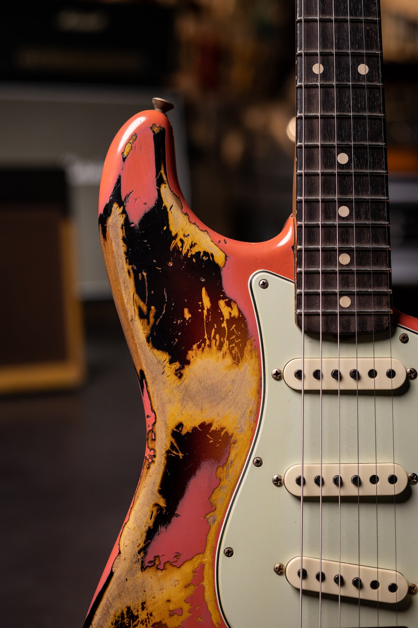 2020 Fender Custom Shop 60/63 Stratocaster Heavy Relic Electric Guitar  - Fiesta Red Over 3 Color Sunburst