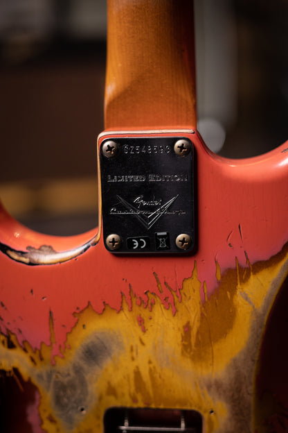 2020 Fender Custom Shop 60/63 Stratocaster Heavy Relic Electric Guitar  - Fiesta Red Over 3 Color Sunburst