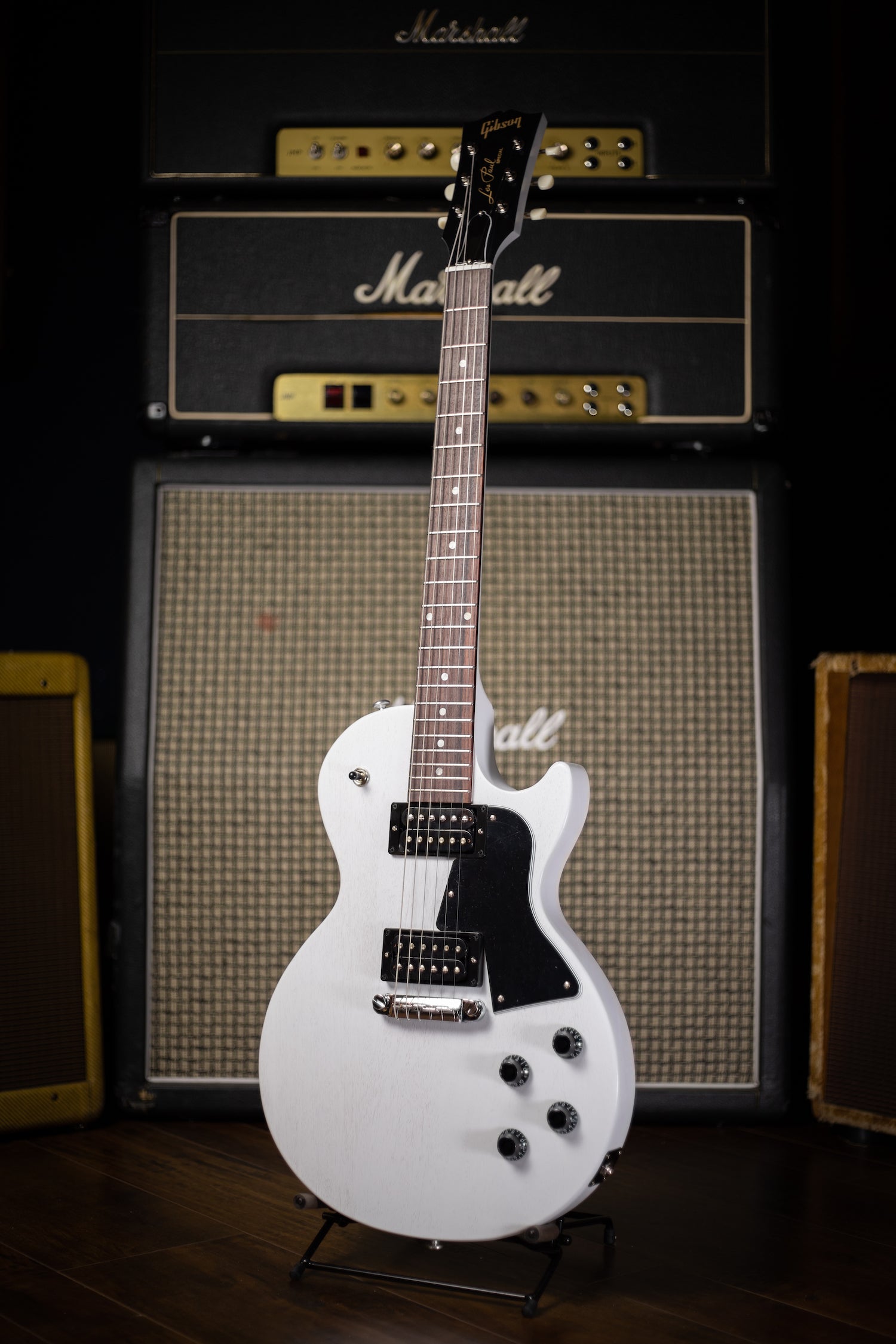 ギター Gibson Les Paul Special White Gibson Les Paul Special Tribute Humbucker Electric Guitar - Worn