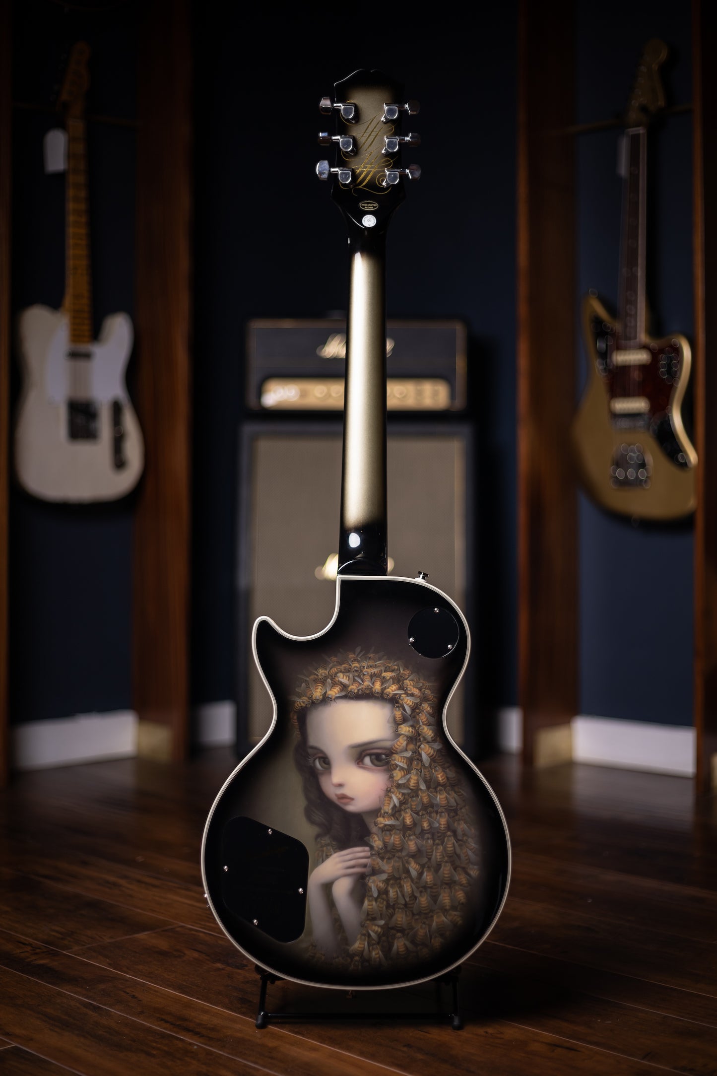 Epiphone Adam Jones Les Paul Custom Art Collection Electric Guitar - Mark Ryden’s “Veil of Bees", Antique Silverburst