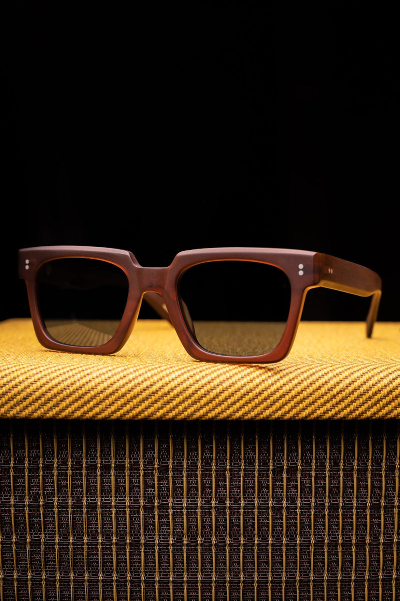 Johann Wolff Sunglasses - Anna in Matte Hickory w/ Blue Polarized Lenses