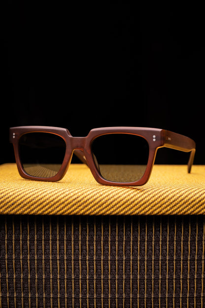 Johann Wolff Sunglasses - Anna in Matte Hickory w/ Blue Polarized Lenses