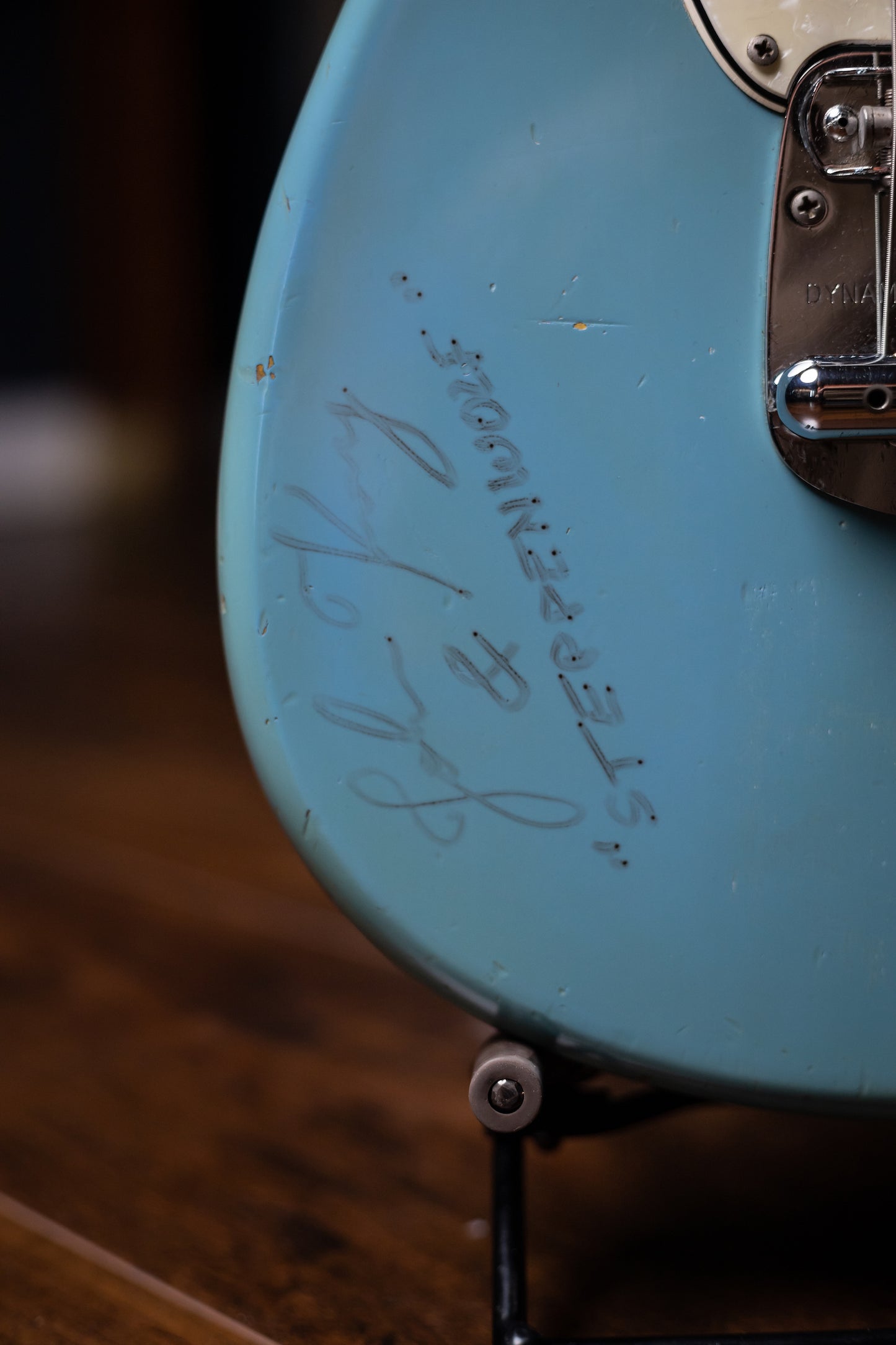 1966 Fender Mustang Signed By John Kay Of Steppenwolf Electric Guitar - Daphne Blue
