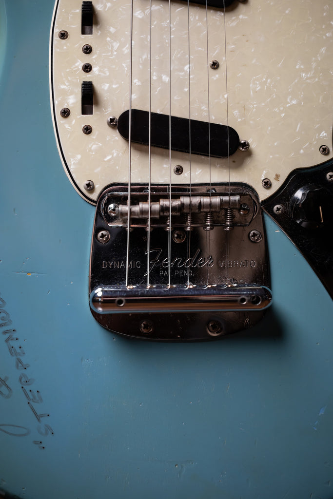 1966 Fender Mustang Signed By John Kay Of Steppenwolf Electric Guitar - Daphne Blue