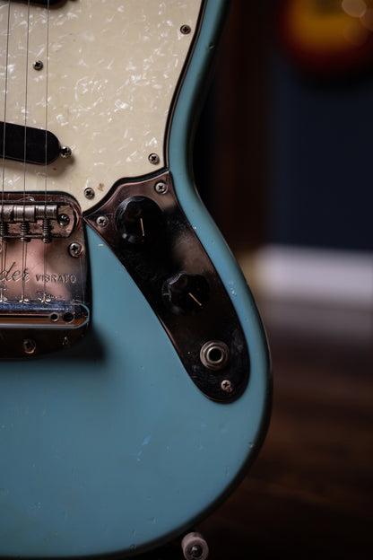 1966 Fender Mustang Signed By John Kay Of Steppenwolf Electric Guitar - Daphne Blue