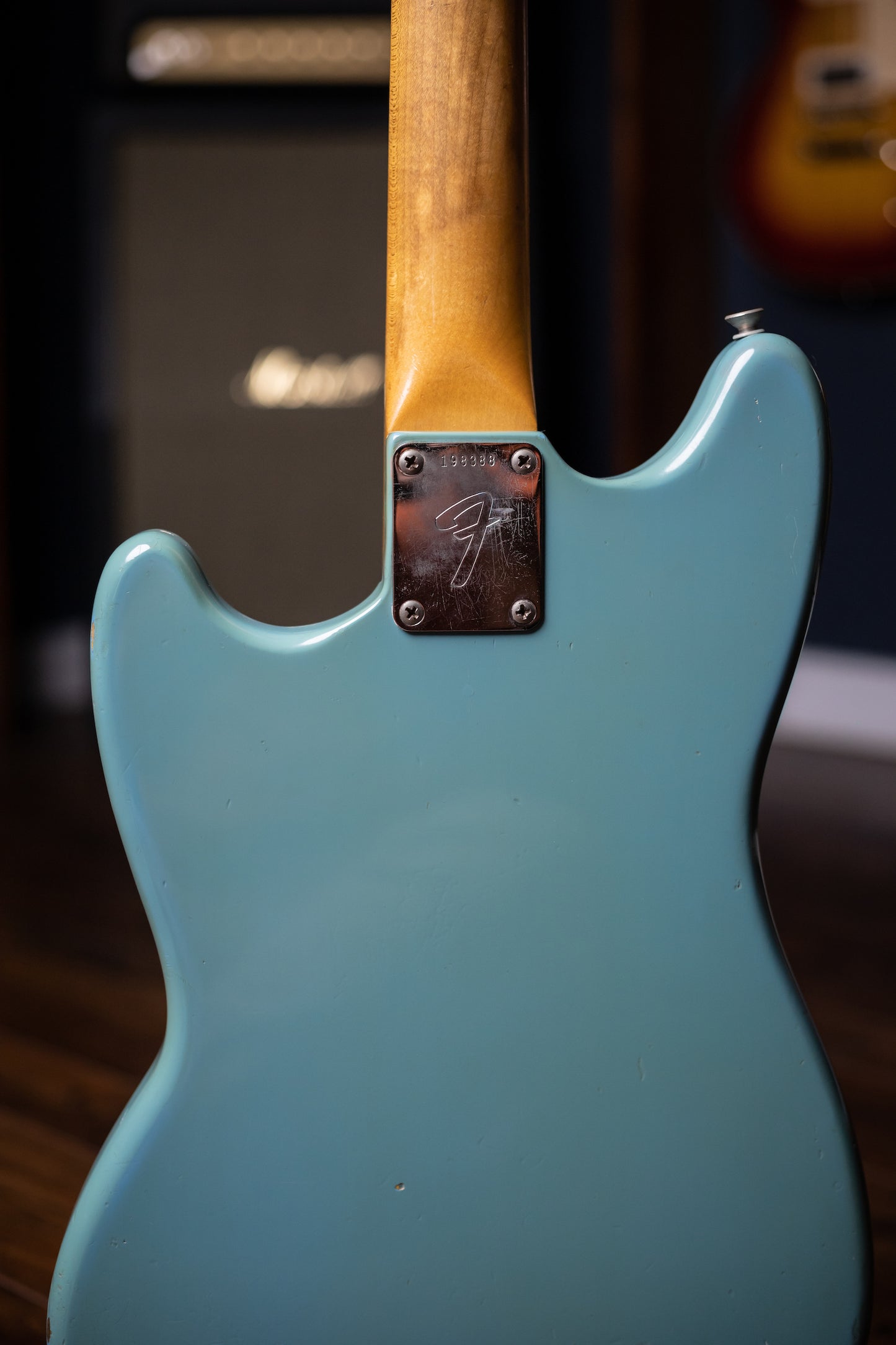 1966 Fender Mustang Signed By John Kay Of Steppenwolf Electric Guitar - Daphne Blue