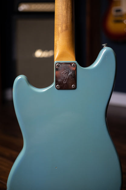 1966 Fender Mustang Signed By John Kay Of Steppenwolf Electric Guitar - Daphne Blue