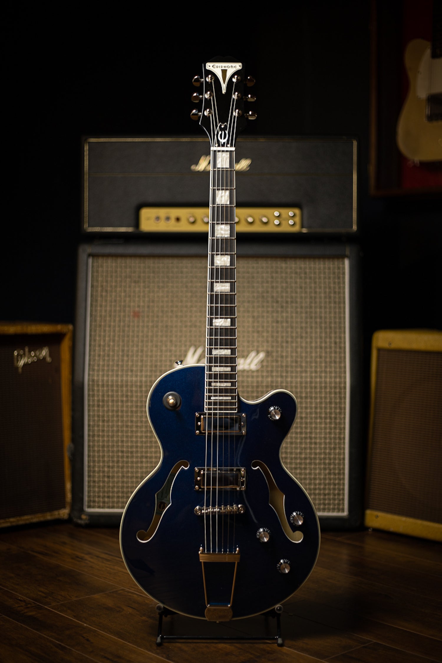 Epiphone uptown katセミアコースティックギター 青 Epiphone エピフォン UpTown Kat ES Sapphire Blue Metallic