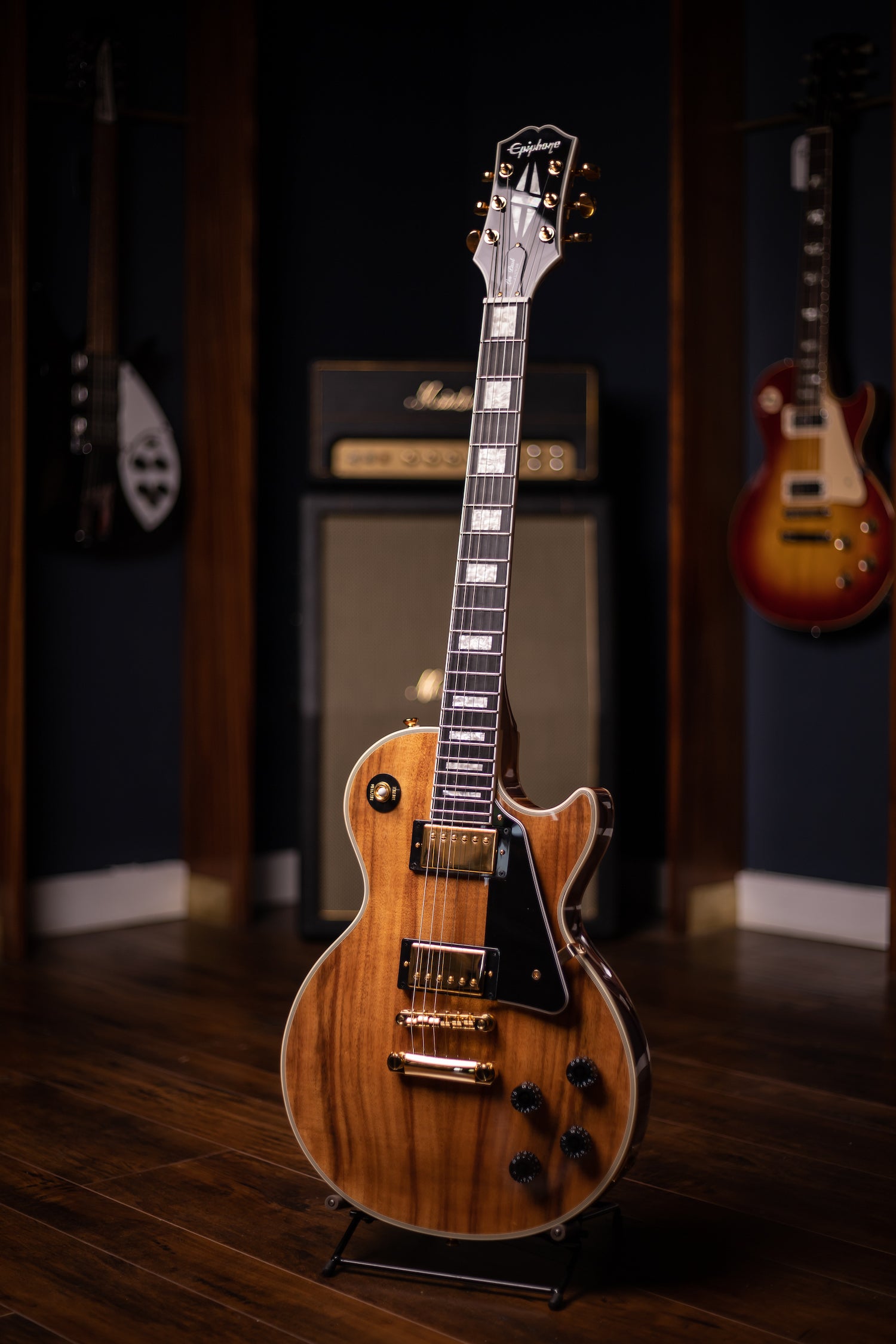 Epiphone Les Paul Custom Pro Koa Electric Guitar - Natural