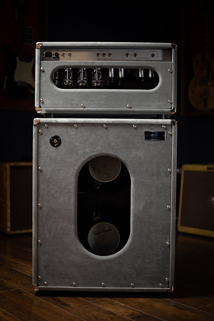 Two-Rock Silver Sterling Signature 150w Tube Head and Cabinet (SSS Width) - Dark Grey Suede, Silver Chassis, Silver Cloth, Silver Knobs