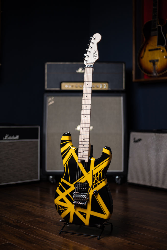 EVH Stripped Series Electric Guitar - Black with Yellow Stripes