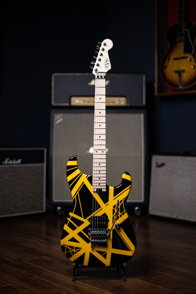 EVH Stripped Series Electric Guitar - Black with Yellow Stripes