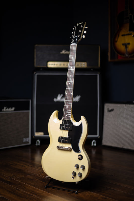 Gibson Custom Shop SG Special 1963 Reissue Lightning Bar Murphy Lab Ultra Light Aged Electric Guitar - Classic White