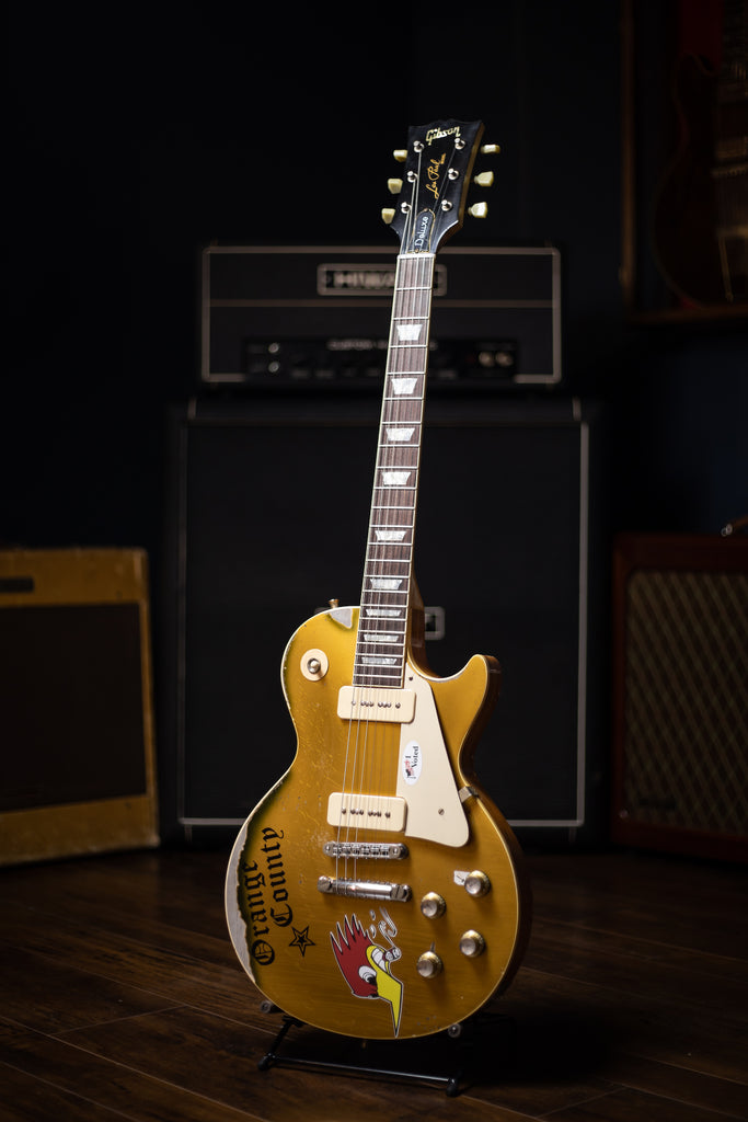 Gibson Custom Shop 76 Les Paul Deluxe Mike Ness Gold Top Murphy Lab Replica Electric Guitar - Double Gold