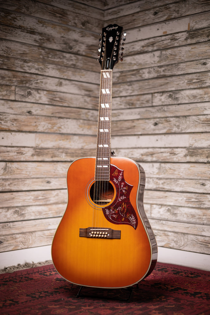 Epiphone Hummingbird 12-String Dreadnought Acoustic-Electric Guitar - Aged Cherry Sunburst Gloss