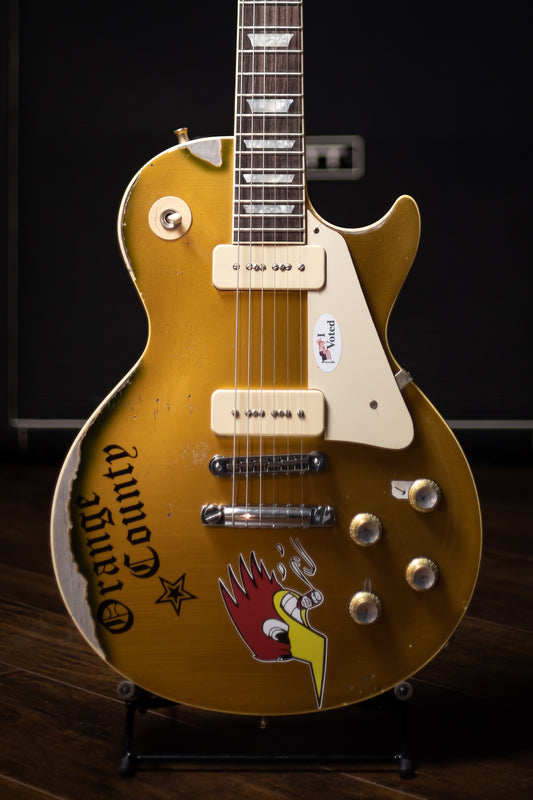Gibson Custom Shop 76 Les Paul Deluxe Mike Ness Gold Top Murphy Lab Replica Electric Guitar - Double Gold