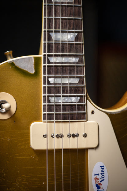 Gibson Custom Shop 76 Les Paul Deluxe Mike Ness Gold Top Murphy Lab Replica Electric Guitar - Double Gold