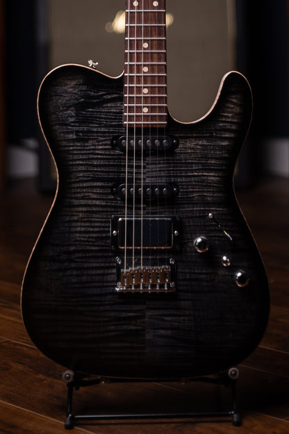 2022 Tom Anderson Top T Electric Guitar - Atlantic Storm to Black Edge Burst with Binding